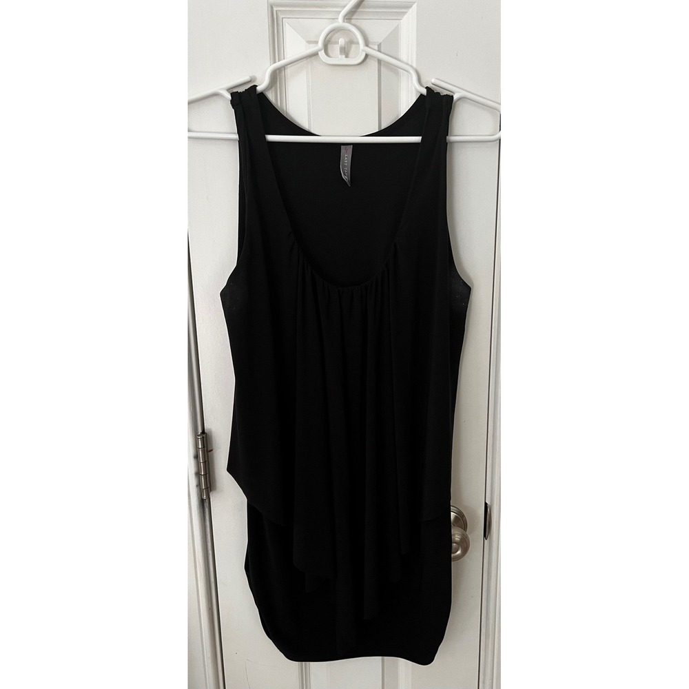 Last Tango Black Draped Front Scoop Neck Tank Top Sleeveless Shirt Style 420 L